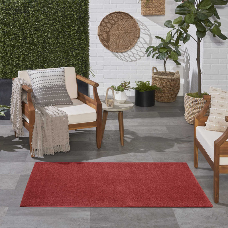 Tapis intérieur / extérieur rouge Mullican Sandy, Rectangulaire 3 pi x 5 pi