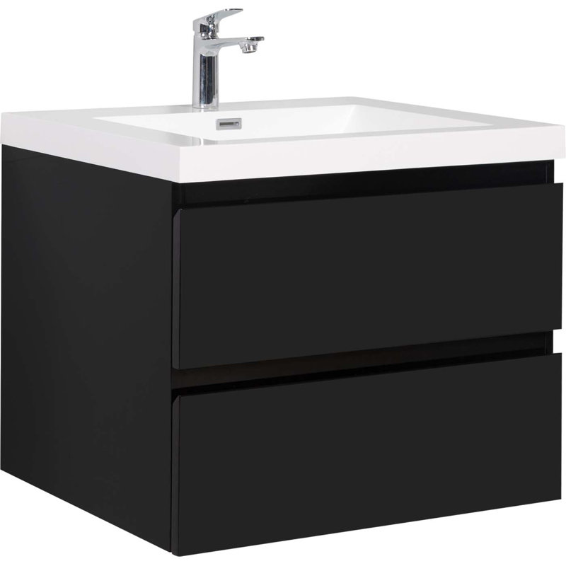 Meuble-lavabo flottant 30 po avec lavabo, rangement mural moderne pour salle de bain, Blanc, Blanc