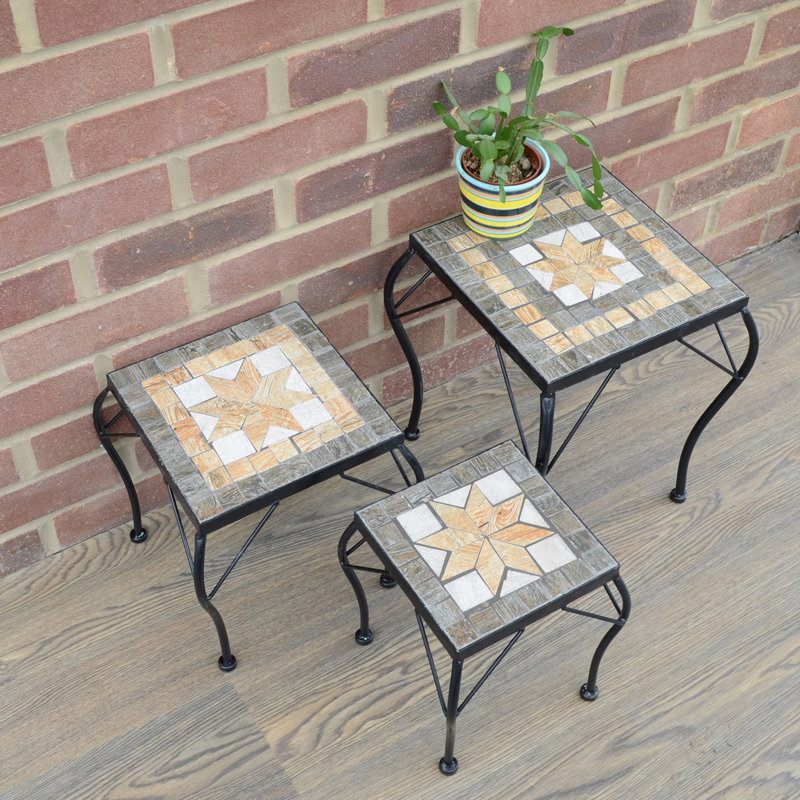 BRAVA 3 Piece Low SQUARE Plantstand Set