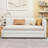Upholstered Daybed With Trundle Sofa Bed Frame No Box Spring Needed, Linen Fabric-825280837-825280835