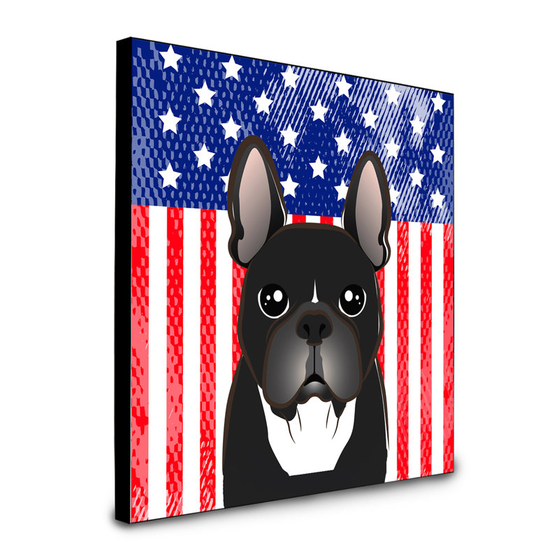 « american flag », art encadré Macomb, Bouledogue français noir