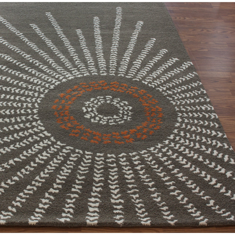 Tapis gris anthracite Anterrius Starburst, Rectangle 7 pi 7,2 po x 9 pi 6 po
