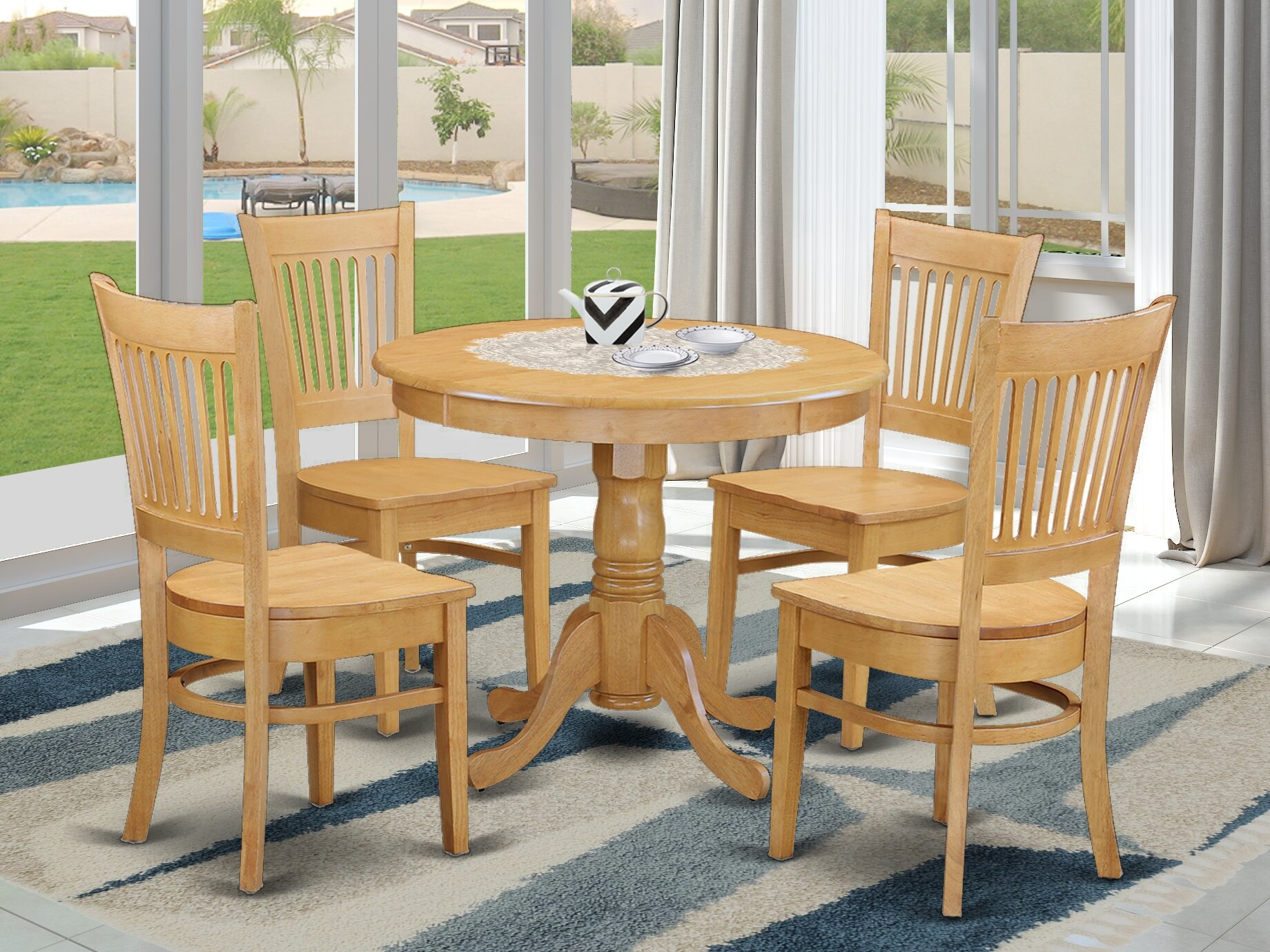 Charlton Home® Sprayberry 5 - Piece Rubberwood Solid Wood Dining Set ...