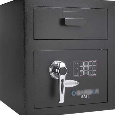 72 Cu Ft Keypad Safe For , Two Pin Codes, Fishing Guard, Steel, Black, 13.76 In. D X W 15.62 H, 42.51 Lb With Codes & Mechanism, Solid Depth, Width, Height,