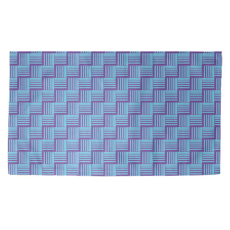 Tapis décoratif bleu foncé à rayures tressées, Rectangle 2 pi x 3 pi