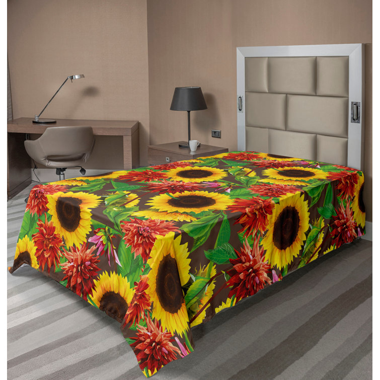Drap plat à motif floral bohème Ambesonne