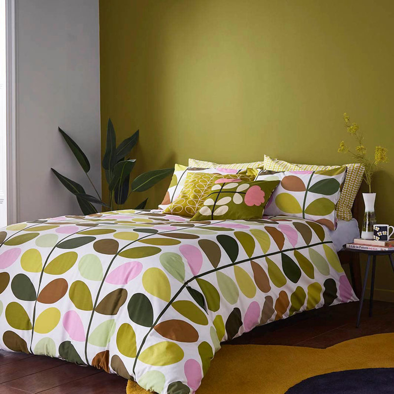 Green/White/Pink 200 TC Reversible Duvet Cover Set, Super King