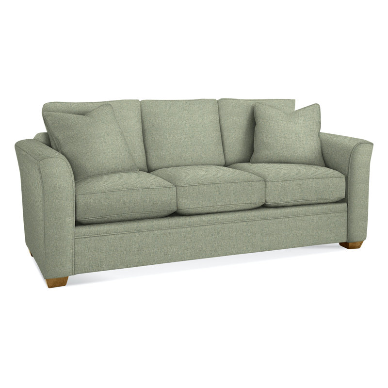 Bridgeport 85'' Upholstered Sofa, Havana Finish, Green Performance Fabric; 0851-54