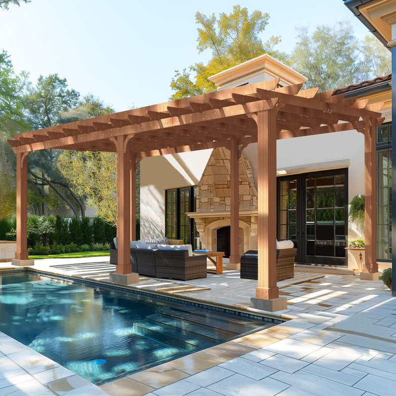 Pergola en bois massif, Guirlande 20 pi l 10 pi. x P 12 pi. po
