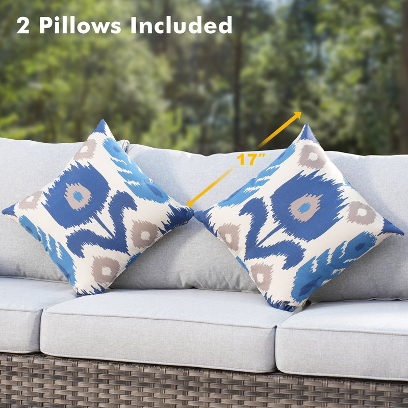 Kaniha Premium All-Weather Wicker 3 - Person Patio Conversation Set with Cushions, Gray
