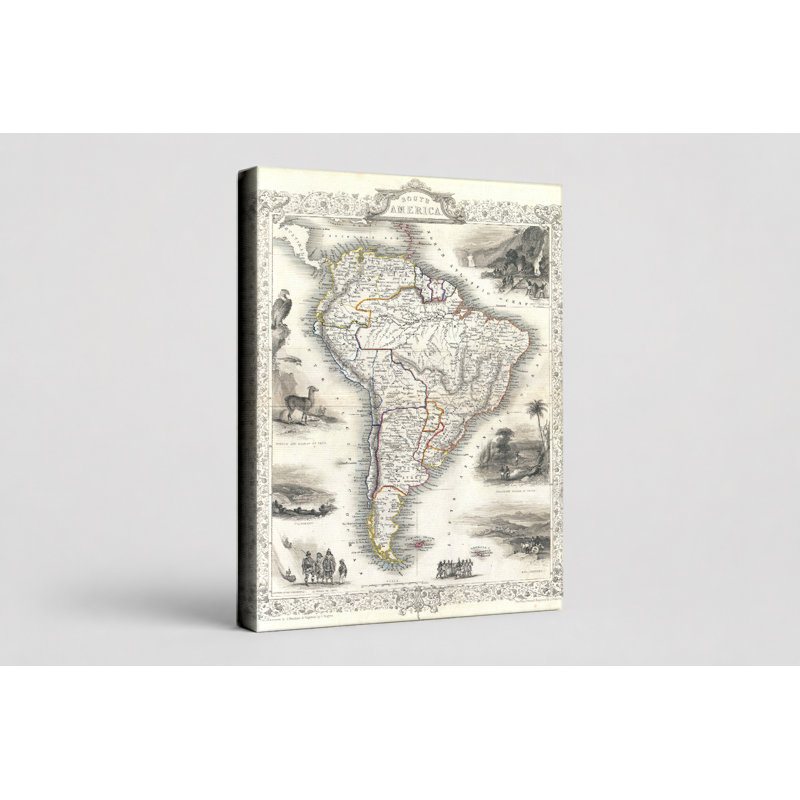 South America (1850) - Portrait, art mural sur toile, 14" W x 11" H