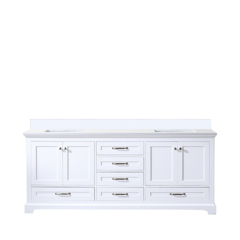 Double Bath Vanity with White Quartz Top, White