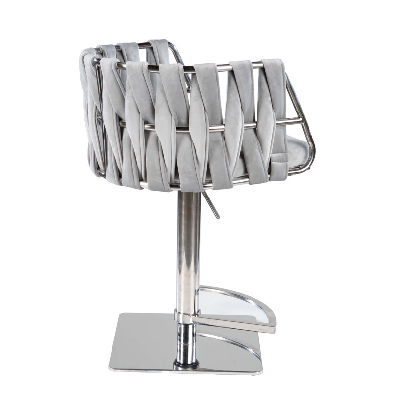 Piedmonte Swivel Adjustable Height Bar Stool, Gray, Silver