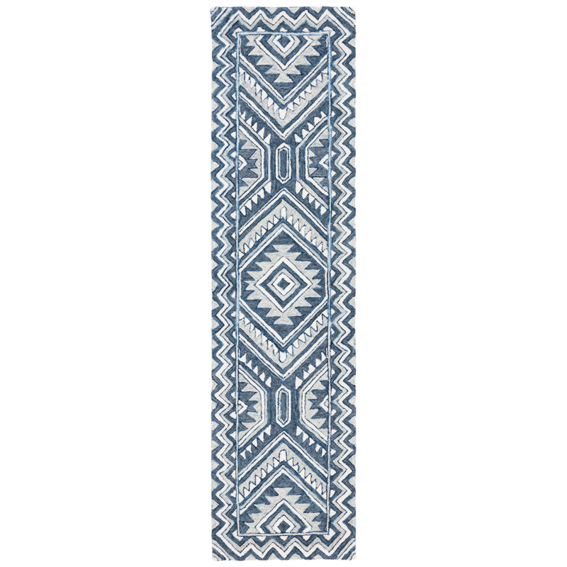 Negrete Metro Hand Tufted Wool And Cotton With Latex Geometric Rug, Runner 2'3" x 9'