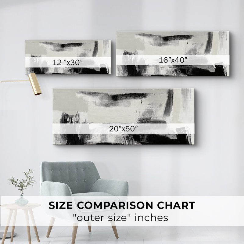 Série abstraite-DCCLVI- Toile tendue avec châssis - Prêt à accrocher, H 12 po x l 30 po