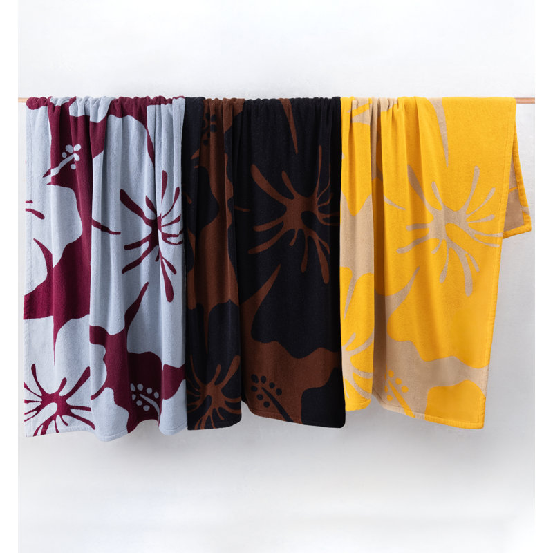 Hanalei Beach Towel, Black/Brown Floral