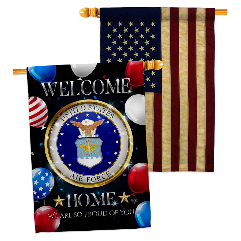 Drapeau de maison en polyester 40 x 28 po Welcome Home Air Force
