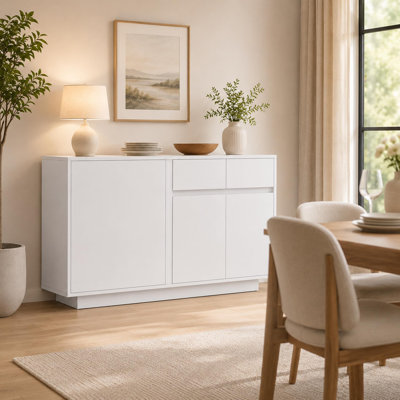 Modern Buffet Cabinet with 3 Doors and 2 Drawers, Freestanding Wood Sideboard Storage Cabinet, Multifunctional Console Table Coffee Bar Station for Kitchen, Dining Room, Living Room and Entryway
