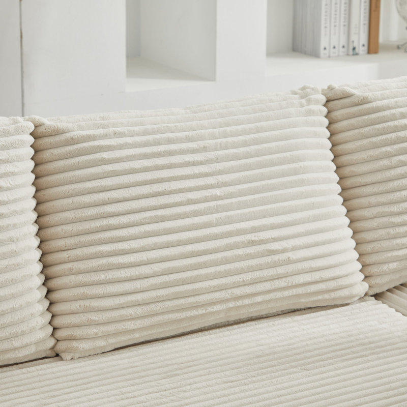 Canapé modulaire 106 po Corduroy Cloud, Velours côtelé beige
