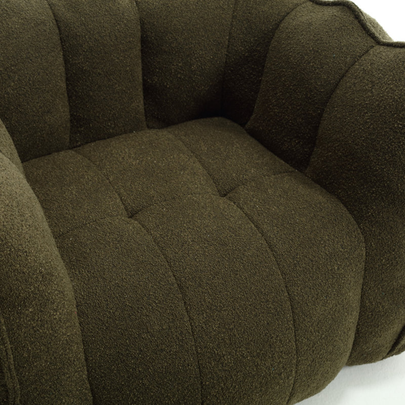 Fauteuil à billes souple avec mousse haute résilience pour le salon et la chambre à coucher, Chenille vert olive