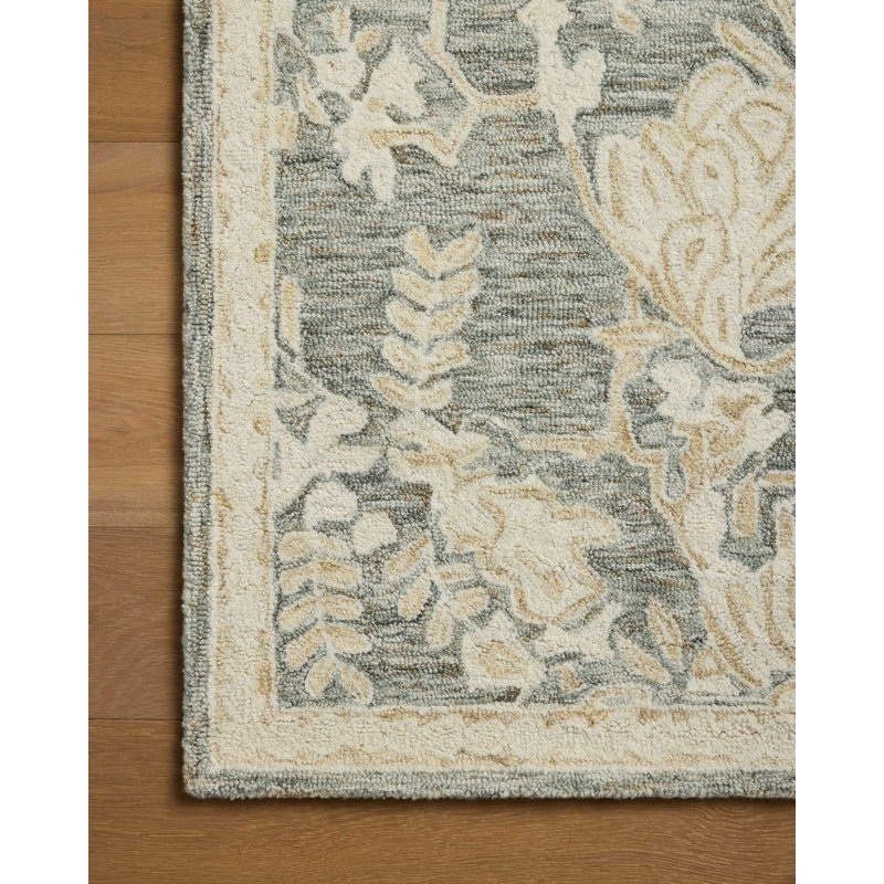 Tapis contemporain lagon / blé Loloi, Carré 1 pi 6 po
