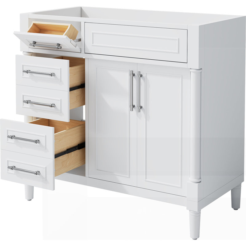 Freestanding Bathroom Storage Cabinet with 2 Drawers and a Tip-out Drawer