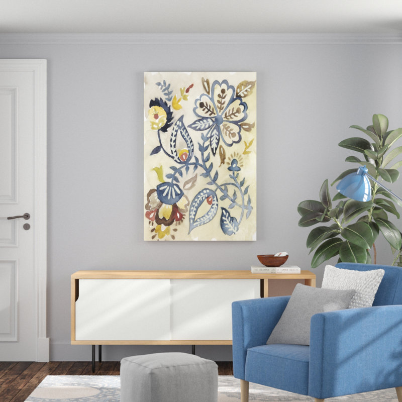 'Paisley Path III' by Chariklia Zarris - Wrapped Canvas Painting Print, 122cm H x 81cm W, Black Floater Framed