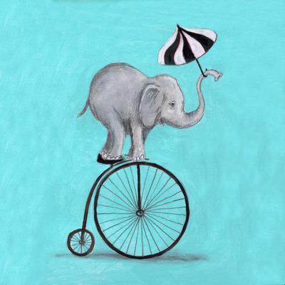 Éléphant avec parapluie - peinture sur toile tendue