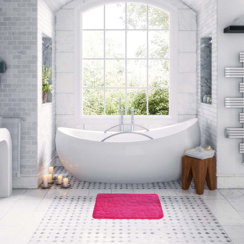 Pink Memory Foam Cobble Stone Bath Mat 32" x 20"