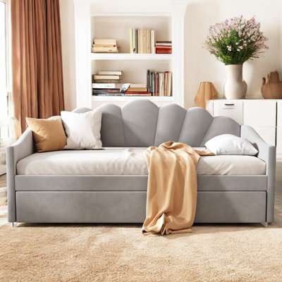 Aalexus Upholstered Velvet Daybed with Trundle Bed