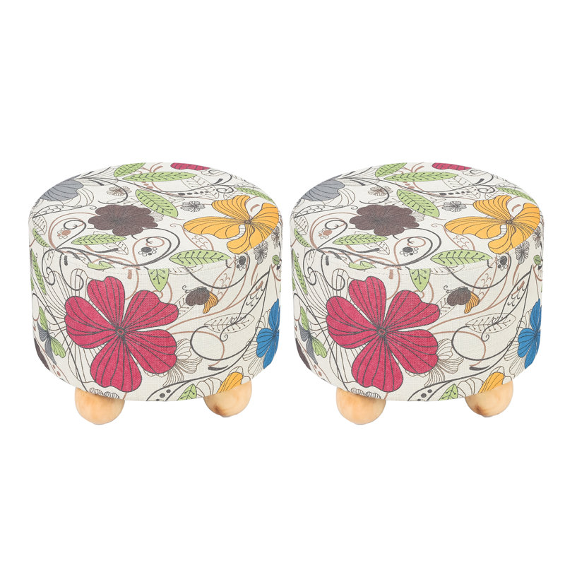 Demorian Ottoman Set, Multi-colored Linen
