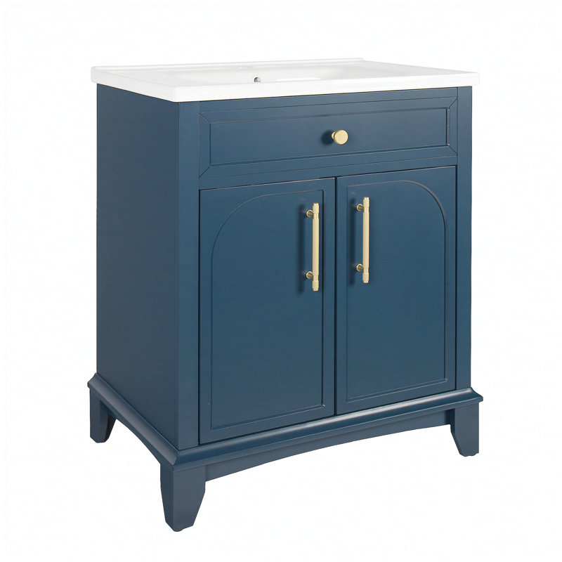 Armoire de salle de bain bleue durable avec beaucoup de rangement, imperméable et facile à assembler