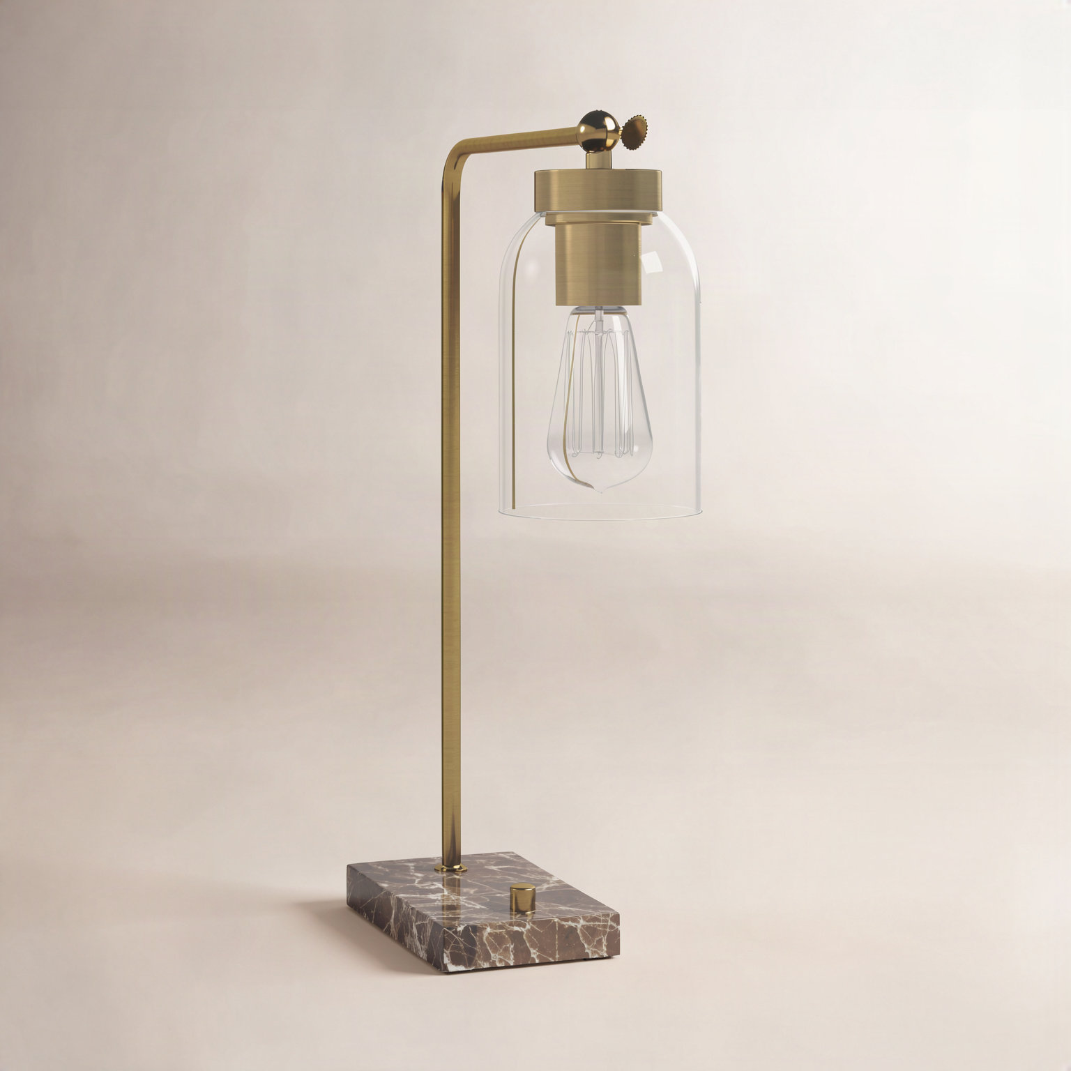 Gemma Genuine Marble Desk Lamp, Antique Brass
