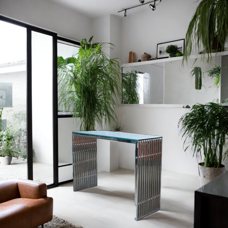 Keondrea 54'' Glass Top Console Table
