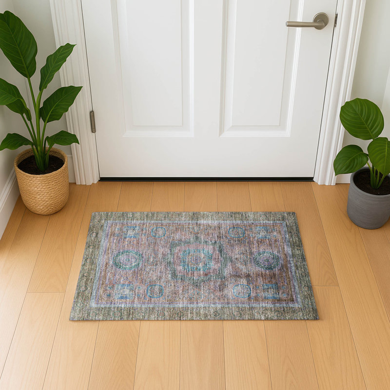 Premium Machine Washable Mayfield AMF2159 global Rug, Rectangle 1'8" x 2'6", Copper