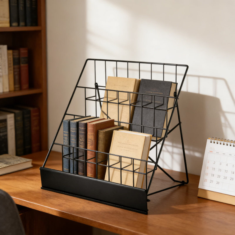 Présentoir de table à 4 niveaux pour magazines, CD et documents - Organisateur compact à plusieurs niveaux pour la maison, le bureau et les espaces de vente au détail