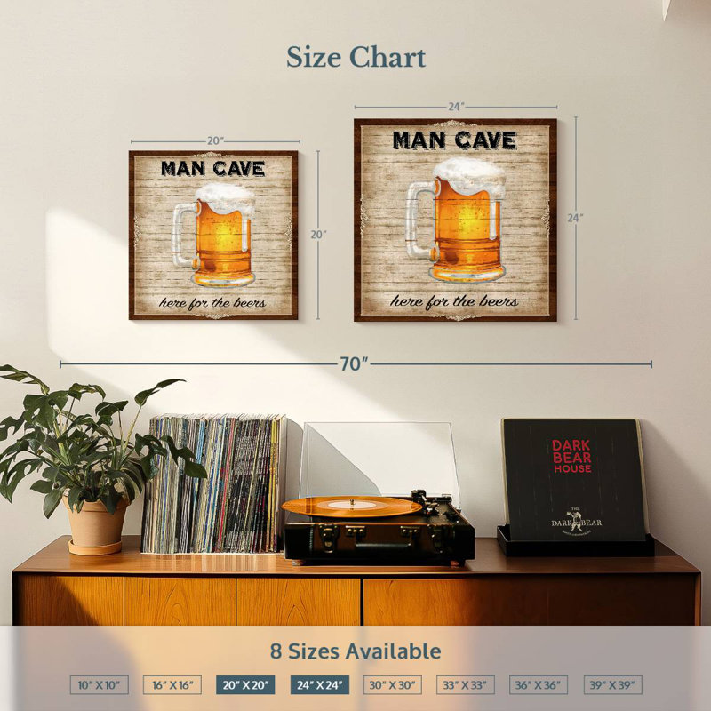 Kema Man Cave Beer Wall Sign, 20" H x 20" W