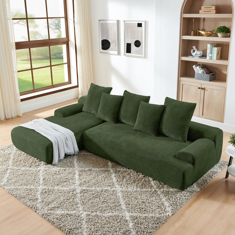 Canapé modulaire polyvalent pour espaces variés avec revêtement en velours doux, Vert