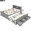 Lit double gris avec rangement pour tête de lit, lit gigogne simple, 3 tiroirs et plateforme avec cadre et tête de lit-136097055