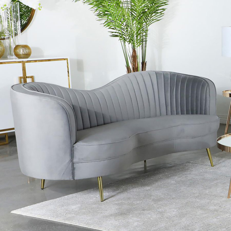 Causeuse rembourrée 73,5 po Marieanna, H 33,5 po x l 73,5 po x P 35,5 po, Velours gris velours