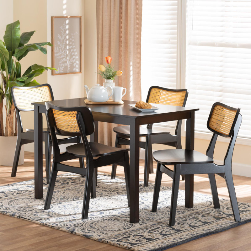 Ensemble repas pour 4 personnes Kells, Noir, Noir/naturel