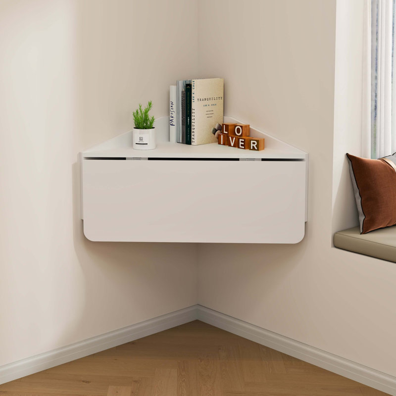 Bureau de coin mural blanc pliable, Blanc