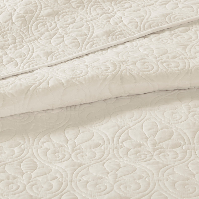 Couvre-lit réversible grand format crème - rembourrage en coton prélavé pour plus de chaleur, élégance matelassée, matelas profond surdimensionné, 2 taies décoratives incluses