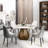 Modern Round Marble Dining Table With Metal Base Artificial Marble For 6 People Kitchen Dining Table (Dining Table Only)-275418600