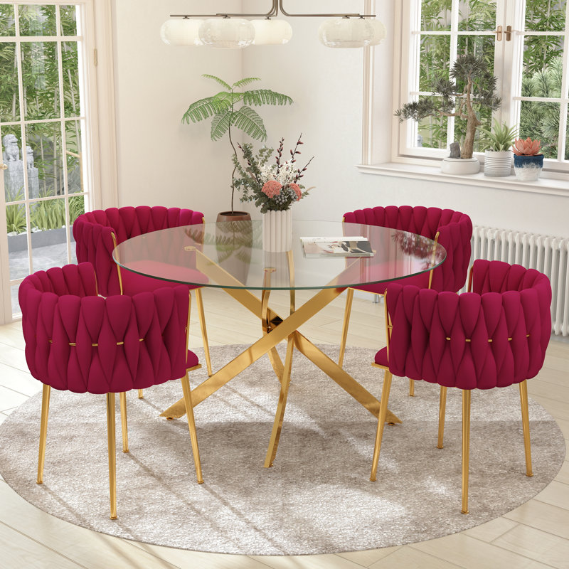 Table de salle à manger Azaryah, Rose rouge, H 29,5 po x L 47 po x l 47 po