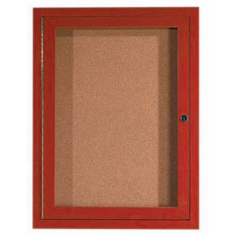 Tableau d’affichage mural en aluminium encastré, Bois de cerisier, Un, H 36 po x l 24 po
