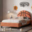 Lit plateforme tapissier Basketball Design pour enfants, orange