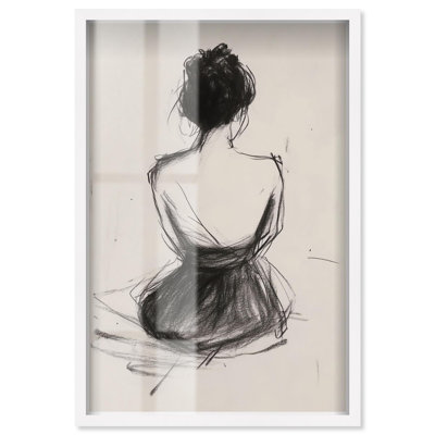 «Back View II Shadowbox Print», art mural minimaliste par Art Remedy, cadre blanc, 31 x 46