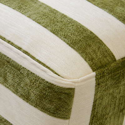 Chaise berçante en tissu vert à rayures, base en bois massif, fauteuil oscillant d'intérieur rembourré