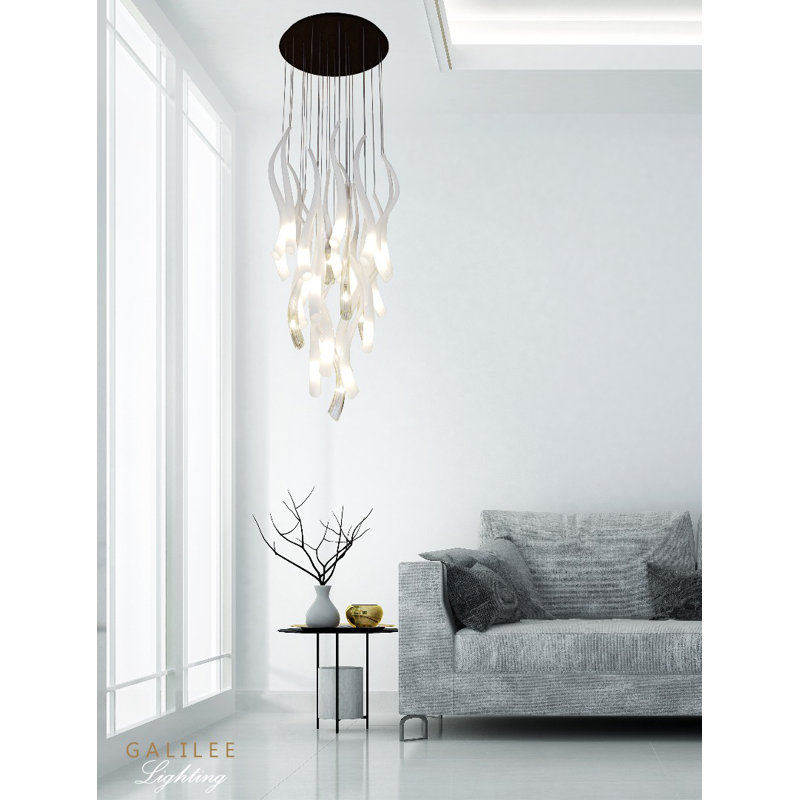 Cornetto 18 - Light Pendant, 96" H x 24" W x 24" D, Frosted Milk White, White